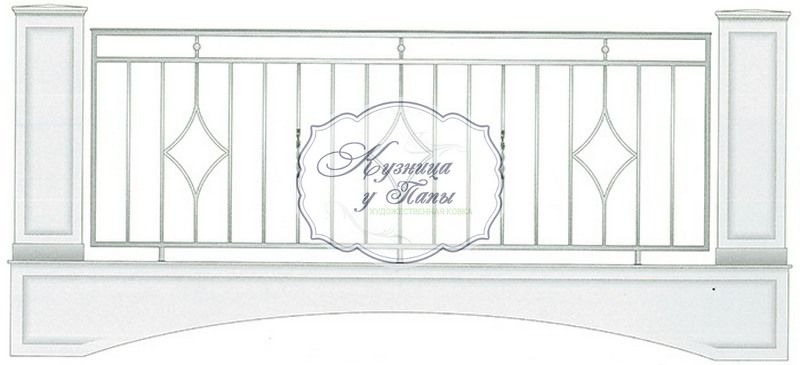 Кованые балконные перила 1-3007 - 185 руб. за м.кв.