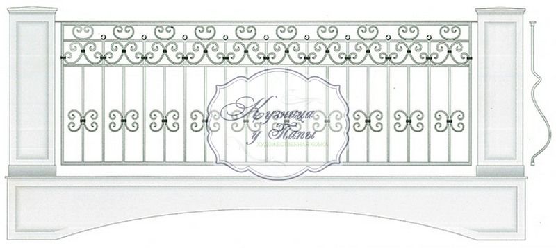 Кованые балконные перила 1-3009 - 370 руб. за м.кв.