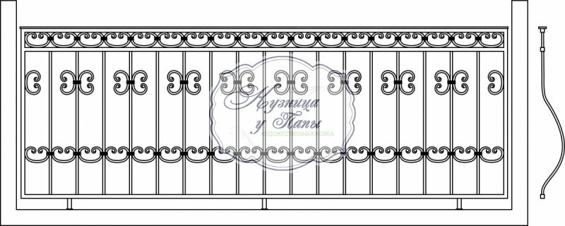 Кованые балконные перила 1-3013 - 370 руб. за м.кв.