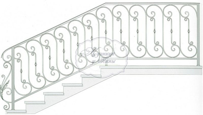 Кованые лестничные перила 1-4016 - 330 руб. за м.кв.
